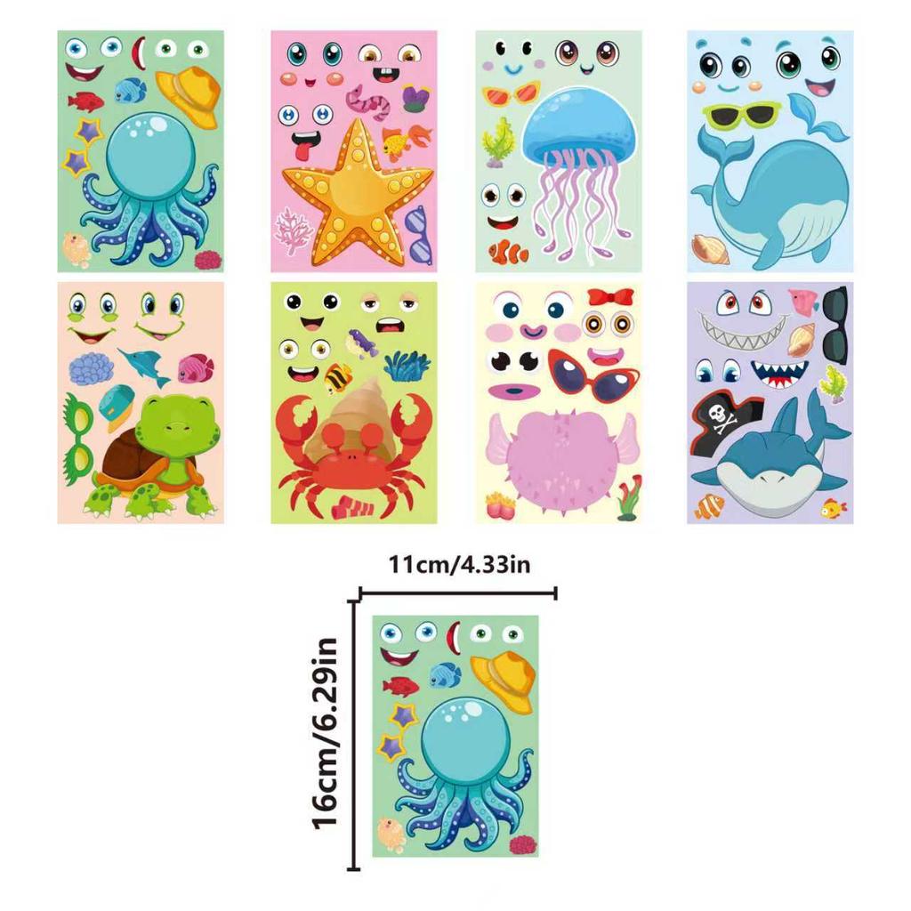 DIY Creative Marine Animal Cartoon Stickers for Kids Make a Face Activity