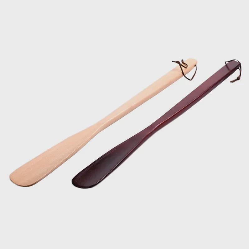 Exquisite Lotus Wood Shoehorn: 2 Colors, 3 Sizes, Durable Wooden Handle.