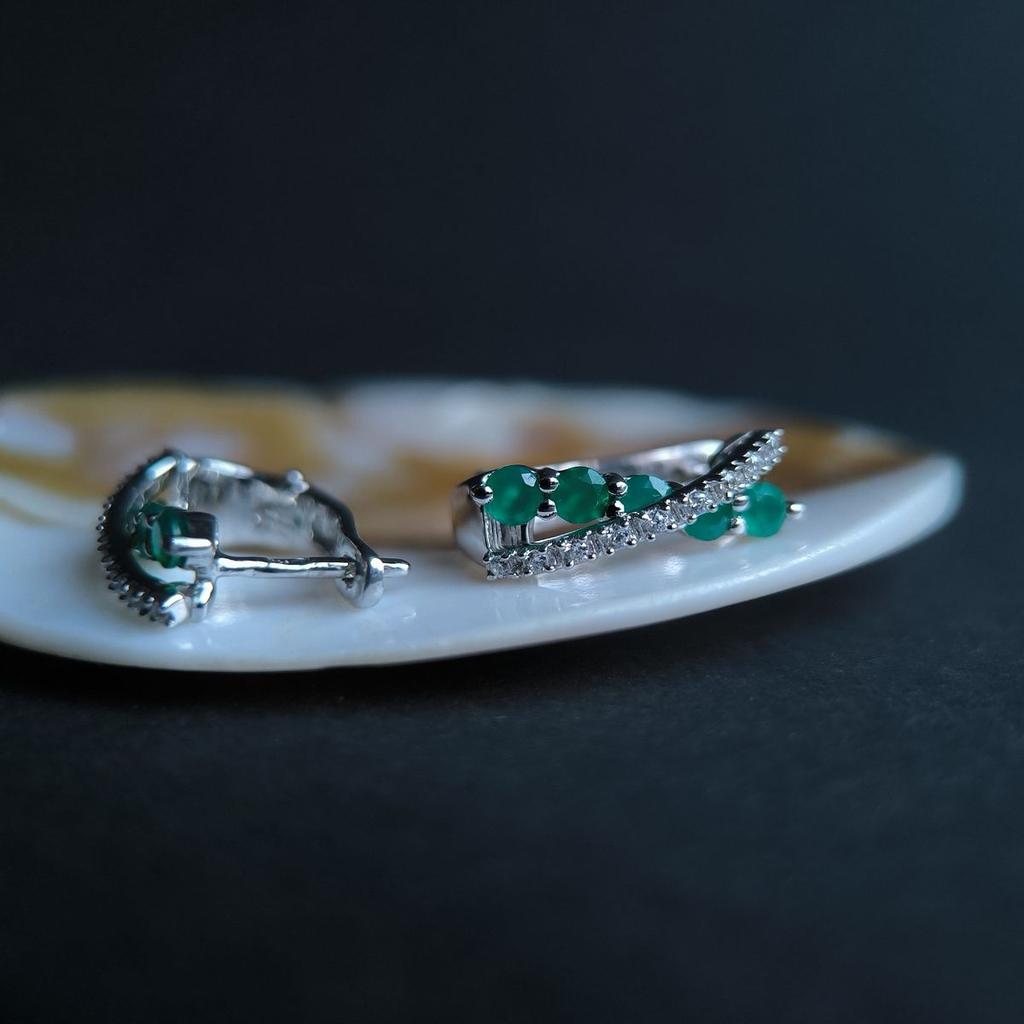 Серебряные серьги с натуральным агатом 1.395ct (2189558)