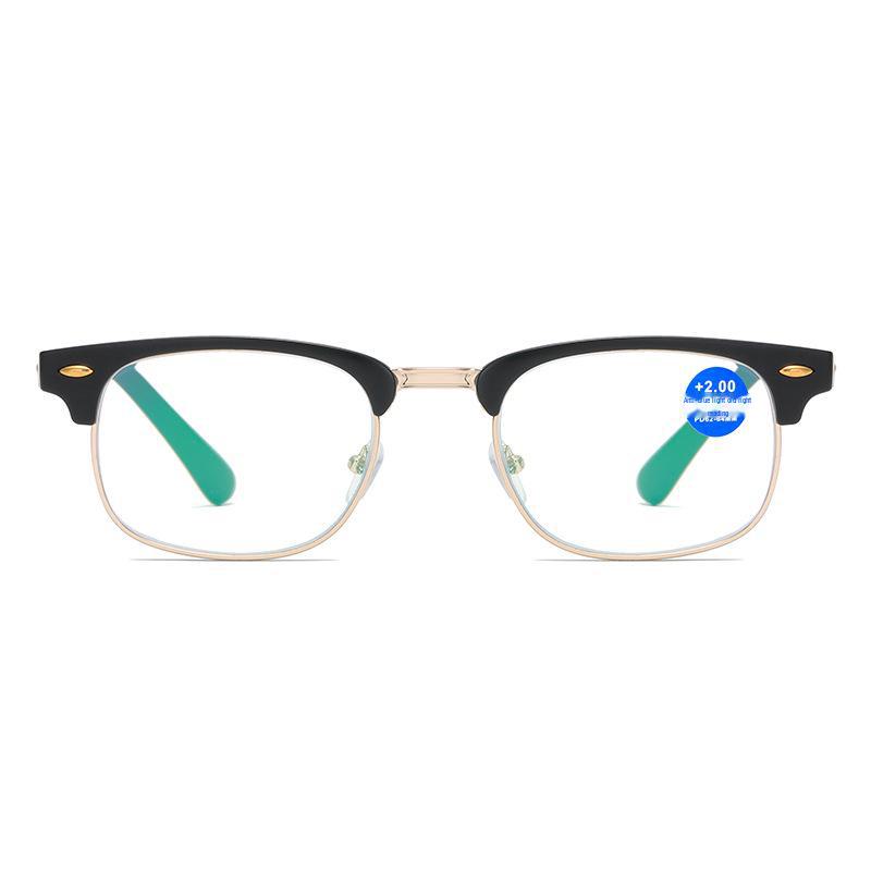 Men's Retro Half-Frame Anti-Blue Light Reading Glasses 100-400° - Comfortable Eyebrow Design