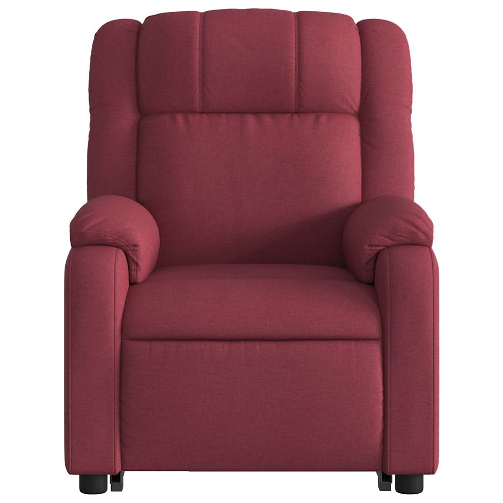 Electric Recliner Chair with Rising Function Burgundy Fabric