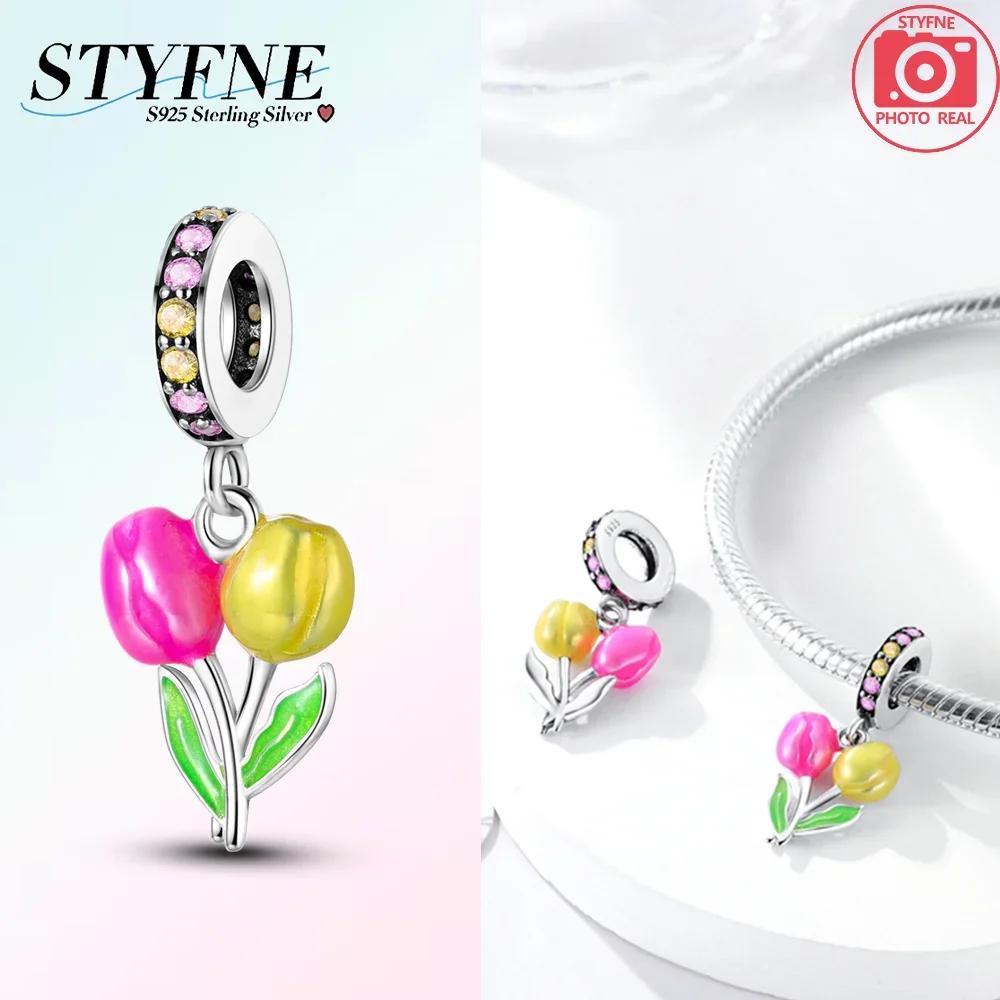 Copper Tulips Sunflowers Carnations Beads Charms Fit Diy Original Bracelets Necklaces For Women Jewelry Gift