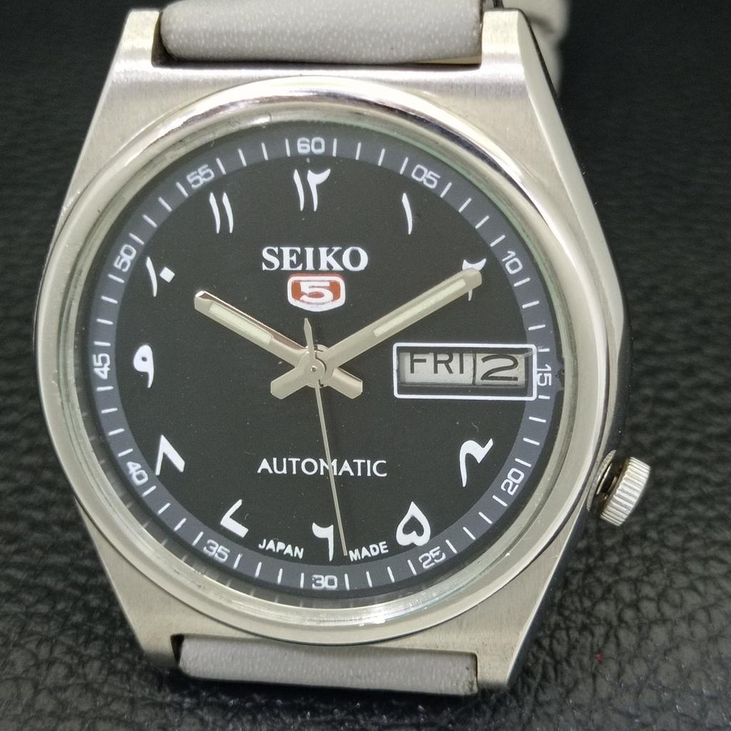 Seiko 5 AUTOMATIC JAPAN VINTAGE 6319A MENS ARABIC BLACK DIAL WATCH A702530-1