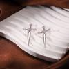 Fashion Punk Jewelry Cool Sword Gothic Kinitial Piercing Earrings for Women Men Gothic Crystal Ear Jacket Dagger Studs Earring