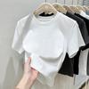 Summer Solid Color Spice Girl White Short-sleeved T-shirt Women's Korean Version Versatile Slim-fitting and Thin Round Neck Tight Bottoming Shirt