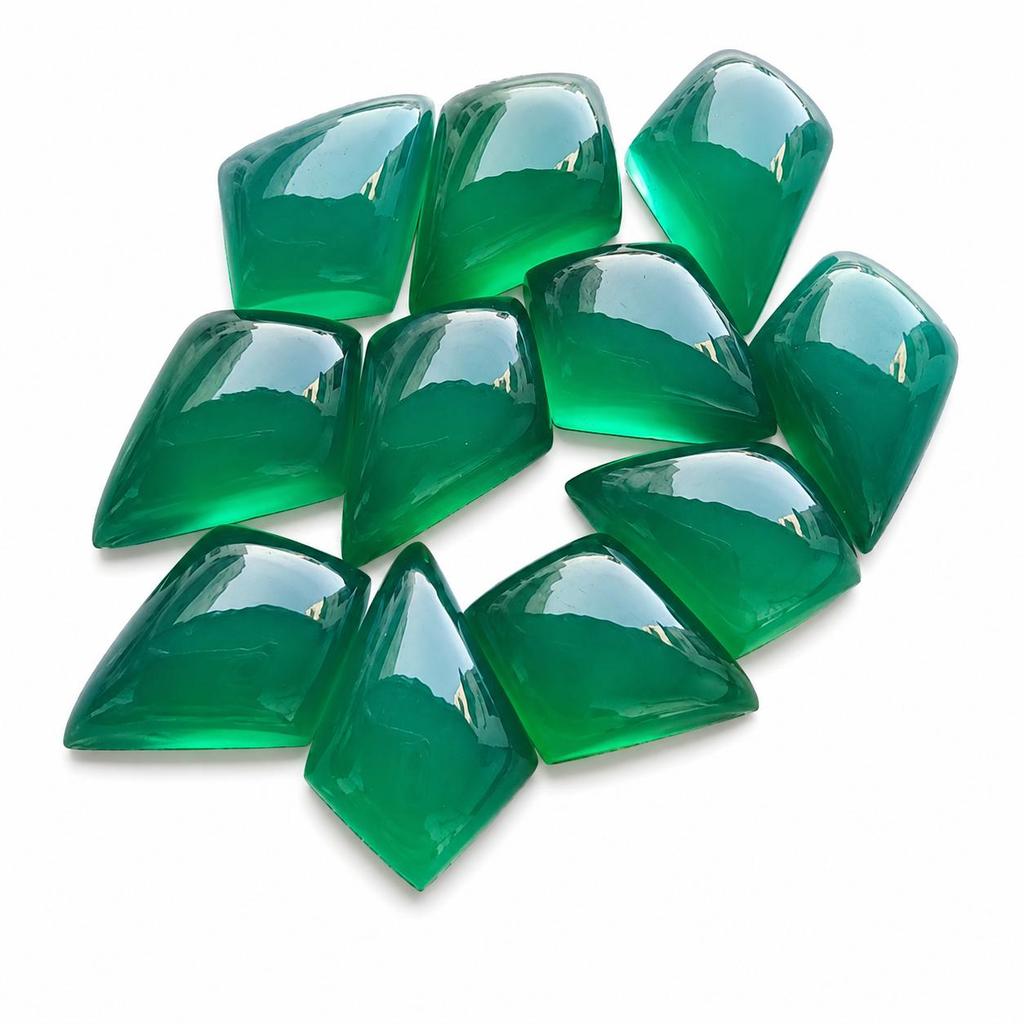 Green Onyx Kite Cabochon Gemstone, Calibrated Loose Stone for Jewelry Making