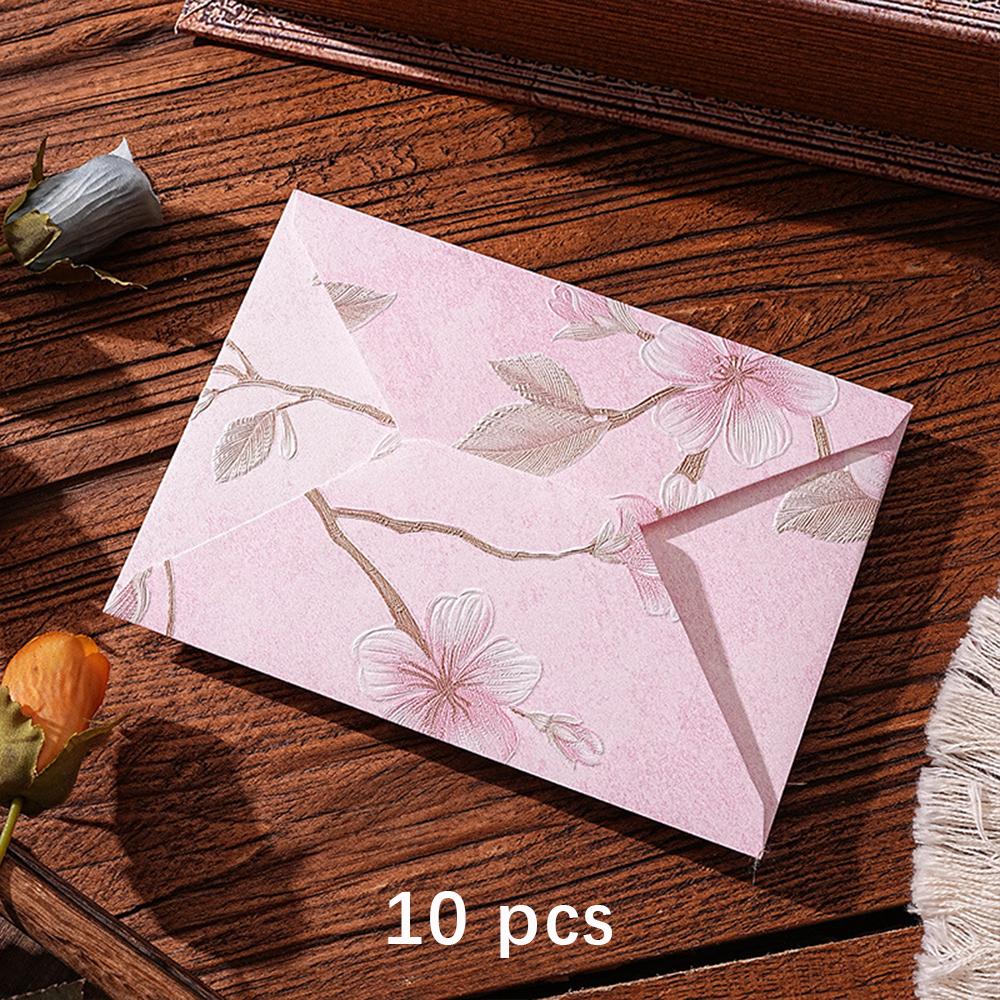 

10 pcs Retro Brocade Envelopes Chinese Style Envelopes for Letter Writing Gift Package Wedding Party Invitation Cards Cover рожевий