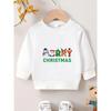 Christmas Print Cute Girls' Sweatshirt for 0-3 Year Old Toddlers, Everyday Versatile Eye-Catching Crew Neck Sweatshirt