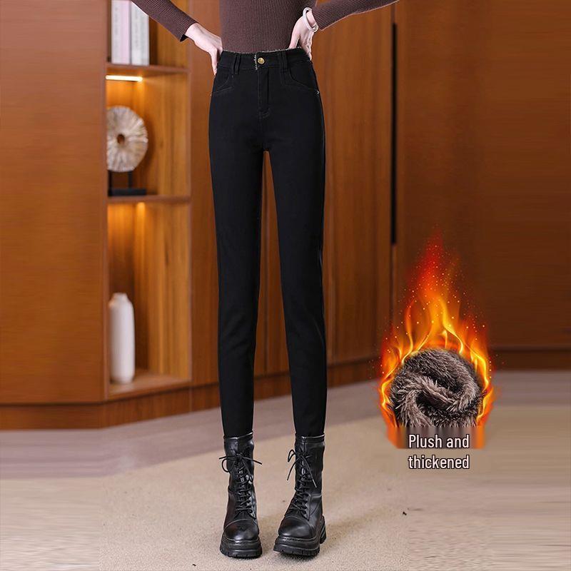 

Women s Fleece-Lined High-Waisted Slimming Skinny Jeans - Casual Elastic Fit. 4XL /32 for 146-155 lbs