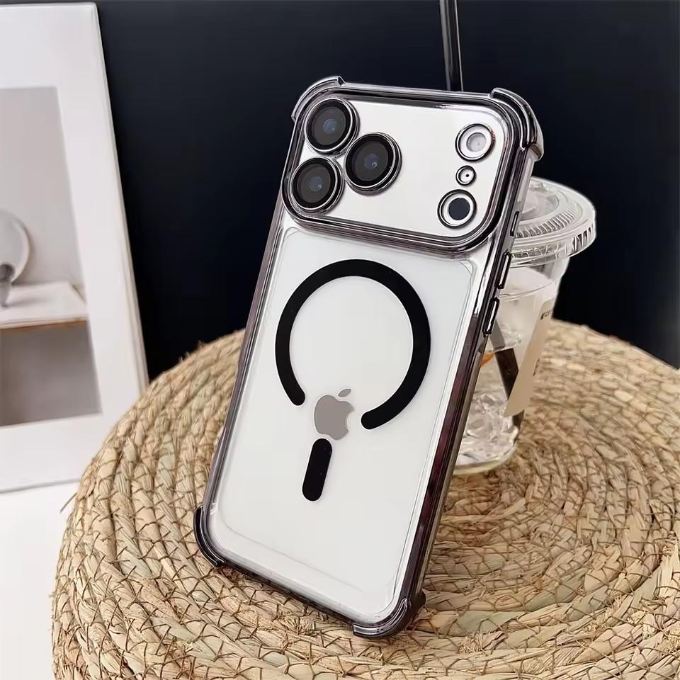 Plating Transparent Shockproof Magnetic Phone Case For iPhone 17 17 Air 17Pro 17 Pro Max For Magsafe Wireless Charging Cover