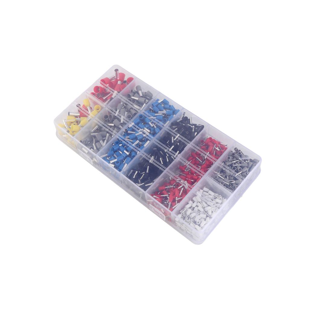 1250pcs HSC8 6 4A Tube Type Terminal Set White Black Red Blue Yellow Gray Mix Colors 0.25 10MM2 with Storage Case