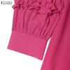 ZANZEA Women Casual V-Neck Loose 3/4 Sleeve 3D Flowers Splice Dress