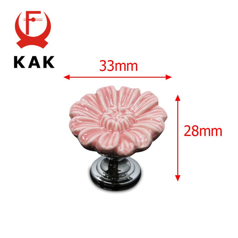 KAK Chrysanthemum Ceramic Handles Drawer Knobs Cupboard Door Handles for Kids Room Cabinet Handles with screws Furniture Handles