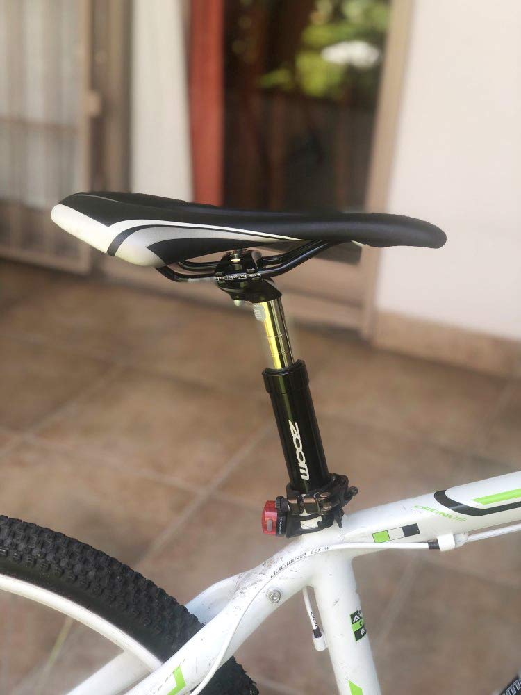 DJC Shock Absorber Damping Aluminum Mountain Bike Suspension Seatpost x 350mm shim 27.2 28.6 30.1 30.4 30.9 31.6mm (01# Black, 28.6mm (with adapter)