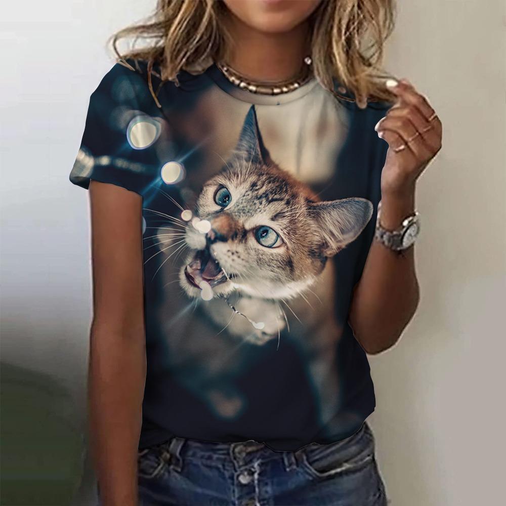 Fashion Women'S T-Shirt Funny Cat 3D Print Top Woman Harajuku T Shirt Casual Oversized Clothing Summer Female Oversized Tees