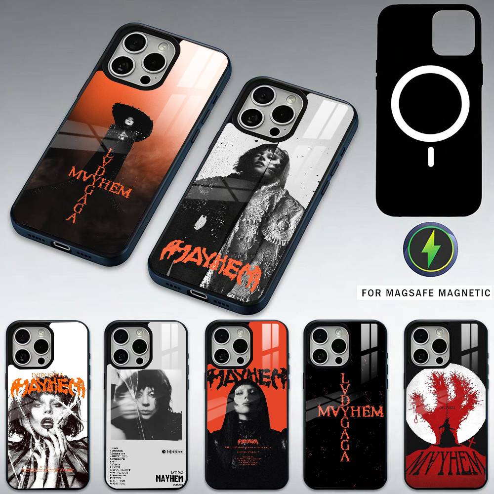 LADY GAGA M-MAYHEM Phone Case For iPhone17,16,15,14,13,12,11 Plus,Pro Max Magnetic For Magsafe Wireless Charging