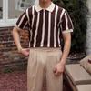 Summer Men's Knitted Short Sleeve Half-Zip Polo Shirt Korean Style Slim Fit Casual Turn-Down Collar Half Sleeve T-Shirt Base Shirt