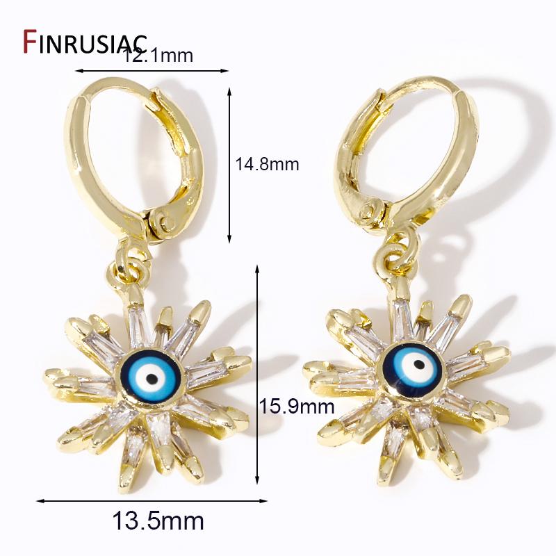 

New Luxury Zircon Evil Eye Hoop Dangle Earrings For Women Brass Turkish Greek Eye Drop Earrings Jewelry Party Gift 1 pair