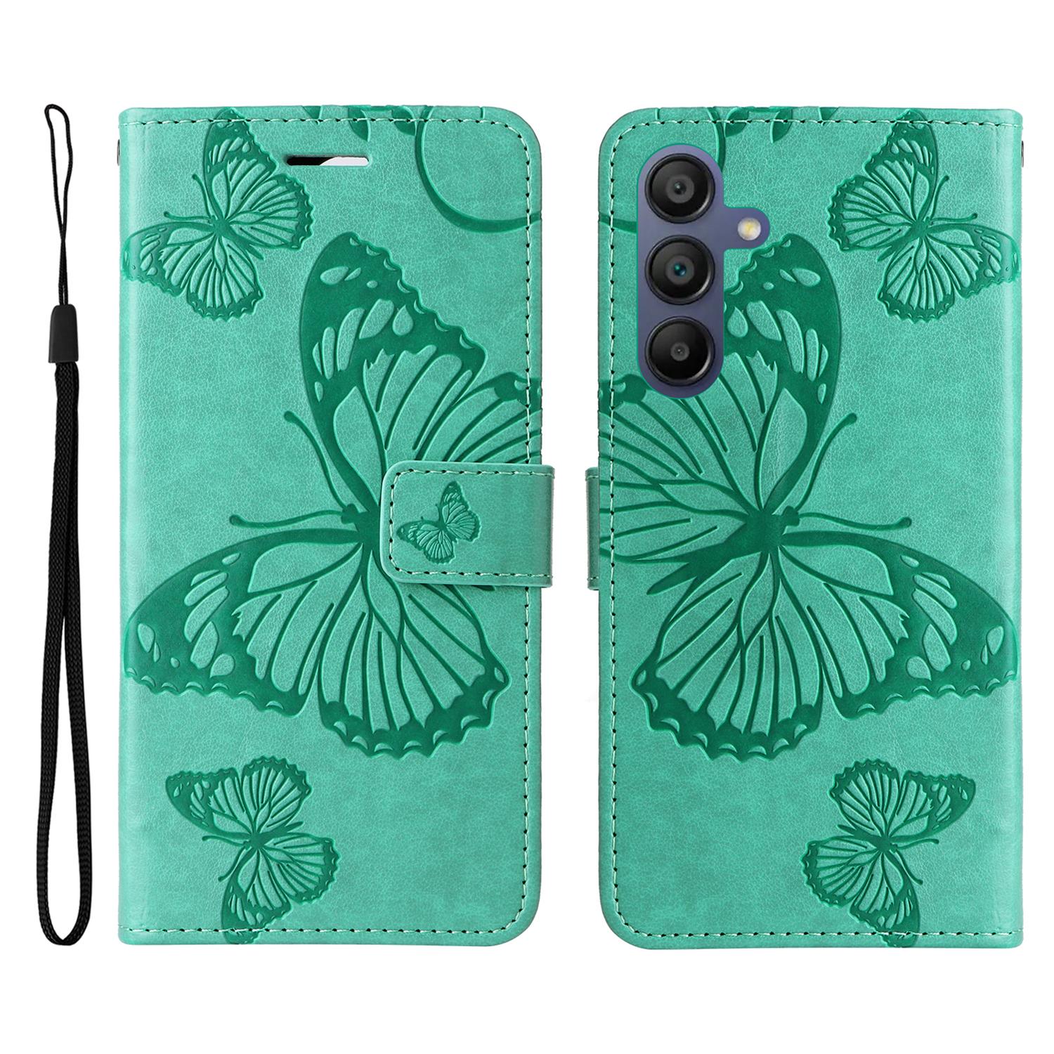 

Для Samsung Galaxy A17/A26 5G/A16 5G/A16 4G Чехол-кошелек Кожаный чехол для телефона с цветочным и бабочковым принтом Подставка Green