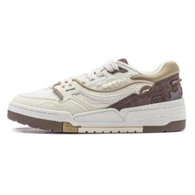 Li Ning 001 BTC Slip Resistant Abrasion Resistant Cushioning Support Low Top Casual Shoes Women's White Umber AGCU036-6