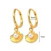925 Silver Needle Square Pendant Hoop Earrings Vintage Gold Earrings For Women Shell Pendant Earring Fashion Jewelry Accessories