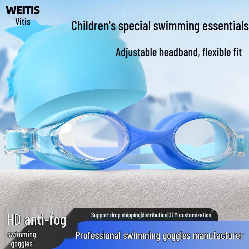 Kids' Anti-Fog High-Definition Swim Goggles with Flat Lens - Boys & Girls Diving Goggles