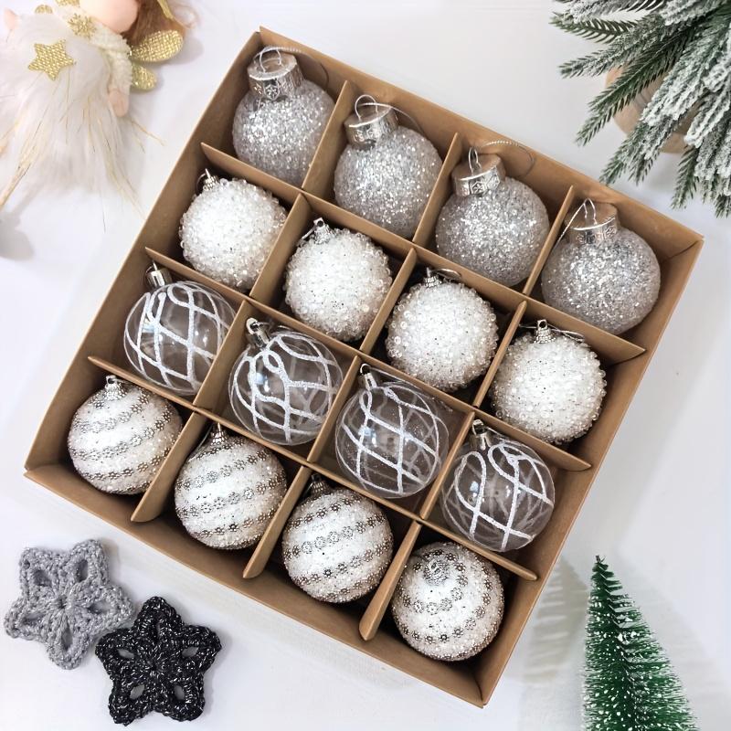 16pcs/set New Style Christmas Ball Set Glitter Deco Ball with Round Shapes for Christmas Tree Hanging Ornaments Plastic Material