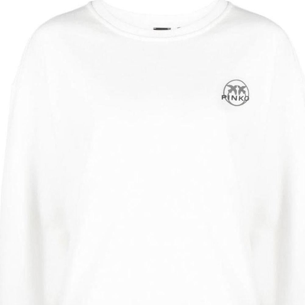 PINKO Solid Color Logo Print Round Neck Pullover Casual Sweatshirt Women sweatshirt White 100352-A0KN-Z07