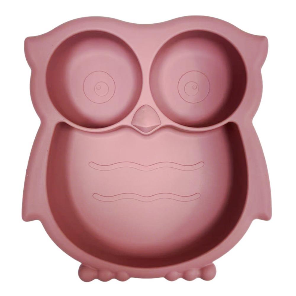 

Owl Shape Toddler Suction Plates BPA-Free Food-Grade Silicone Stay Put Divided Baby Plates Non-Slip Unbreakable Baby Plate розовый