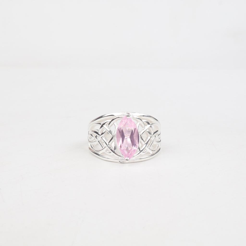 Rare Morganite Gemstone 925 Sterling Silver Statement Jewelry Ring Gift For Her CZR-3-2