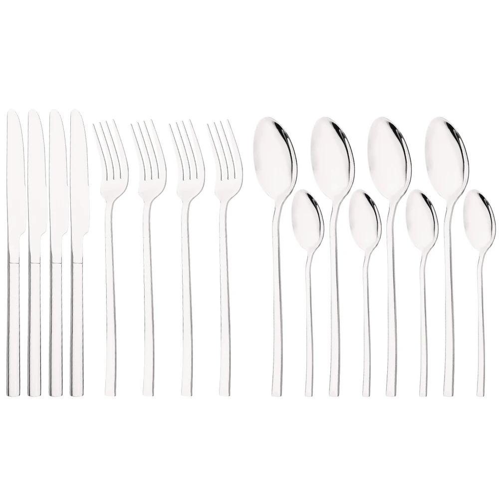 

Набор столовых приборов из нержавеющей стали, 16 шт., черно-золотой, зеркальный, нож, вилка, ложка, набор посуды, кухонные приборы, столовое серебро серебряный