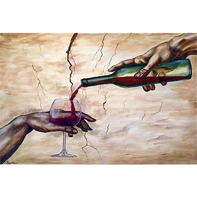 Handed Pour Red Wine Glass Poster Modern Abstract Wall Whisky Pictures Canvas Print Interior Bar Restaurant Home Decor Painting