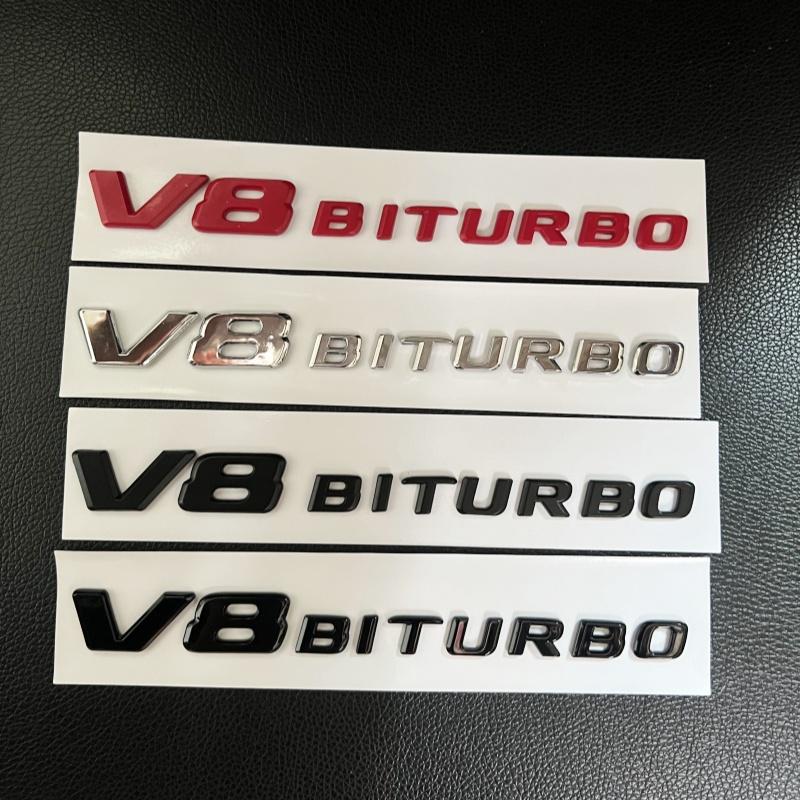 Car 3D Black Logo V8 BITURBO Emblem Car Fender Badge For Mercedes Benz C63 G63 E63 S63 W222 W223 W213 W212 W205 W204 Accessories MU8