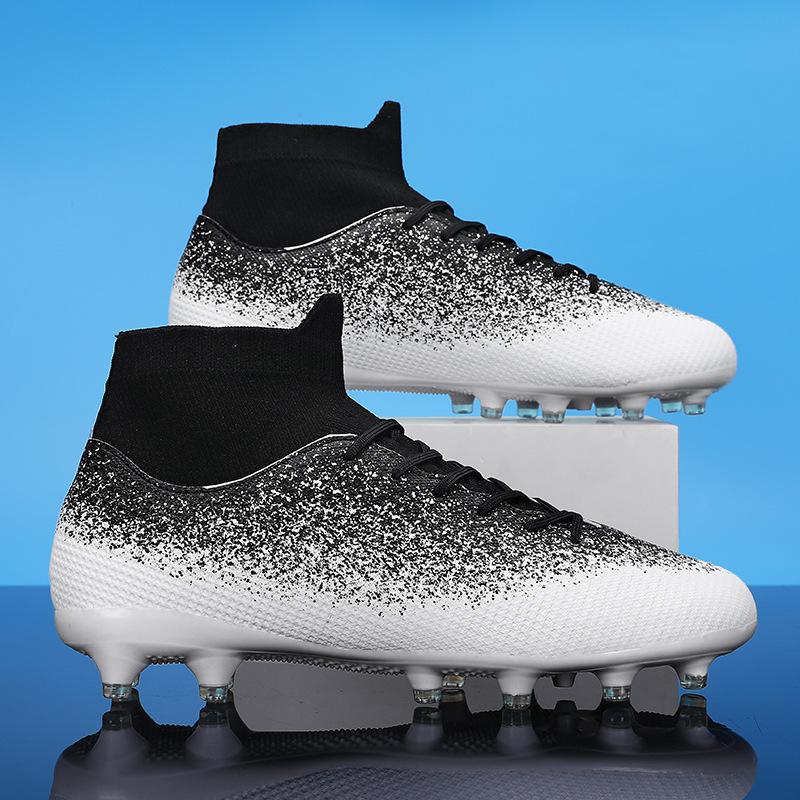 High-top Actual Combat Football Shoes Men's Spikes Grass Kicking Shoes Adult and Older Children's Game Training Shoes