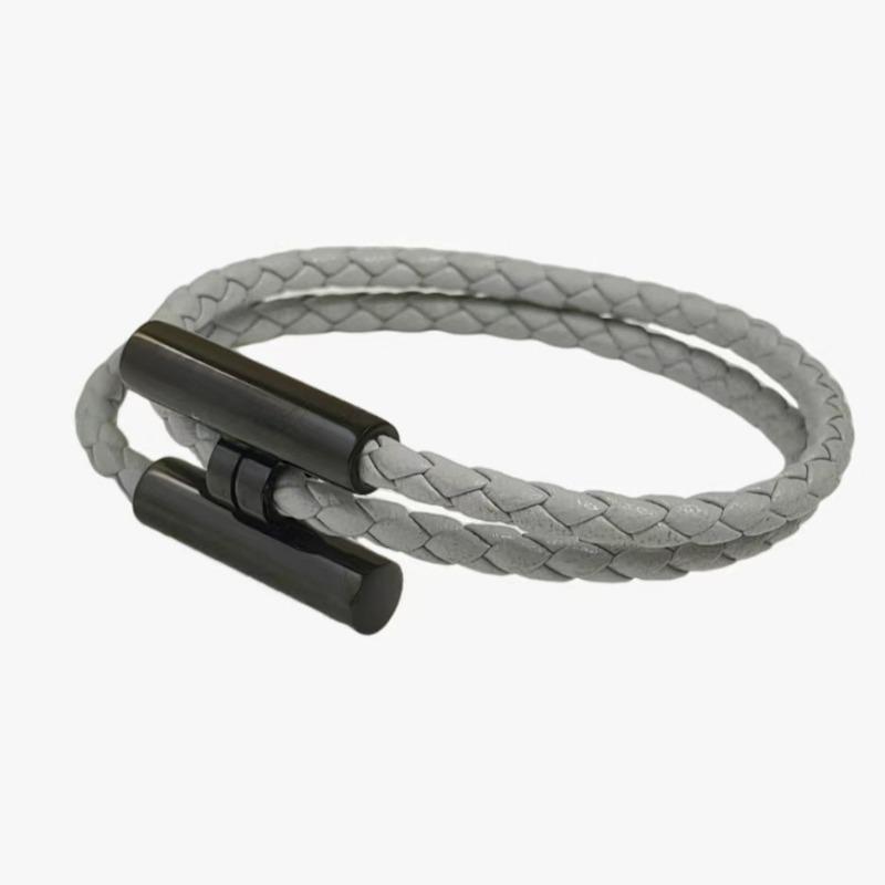 Stainless Steel Bracelet, Leather Woven Bracelet, Various Colors, Geometric Style, Light Luxury Style