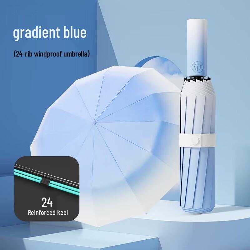 Red Leaf Automatic Tri-fold Gradient UV Umbrella