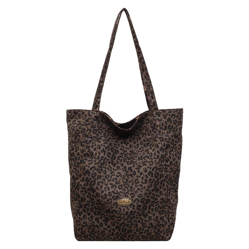 

Leopard Print Double-Sided Tote Bag Women s Shoulder Bag Large Capacity Bag кавовий