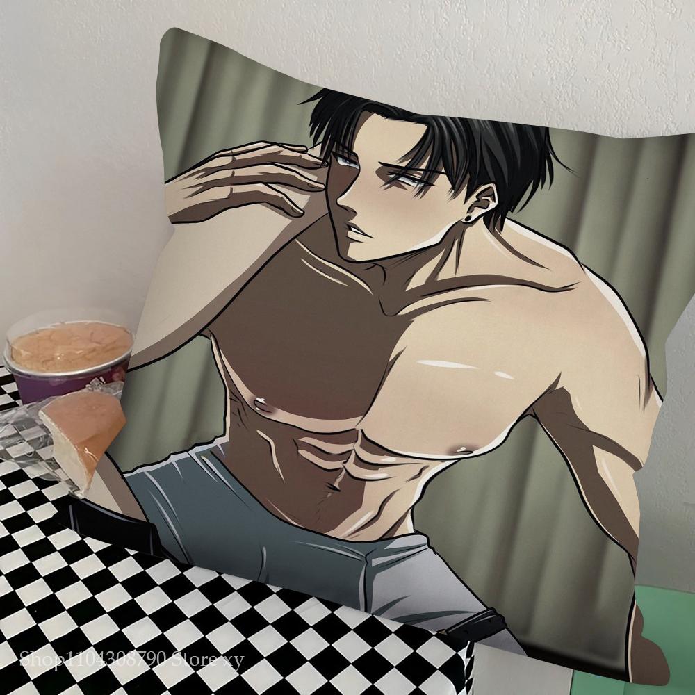 Levi Ackerman Attack On Titan Pillow Case Square Pillow Bedroom Sofa Leisure Comfort Cushion Car Living Room Home Decoration
