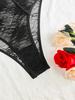 Trendy Black Lace See-Through Strappy Backless Bodysuit