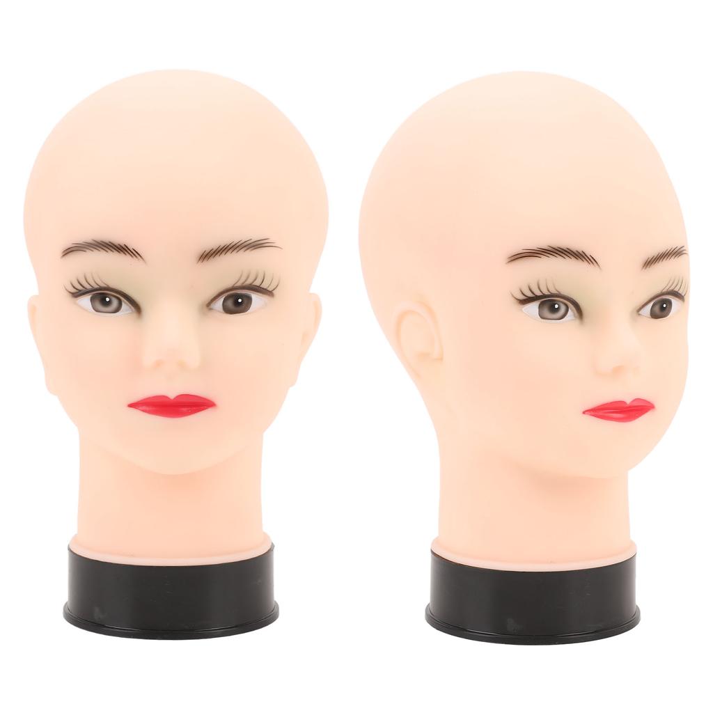 PVC Mannequin Head Bald Head Model with Universal Stand Interface for Wig Making Hat Display and Mas