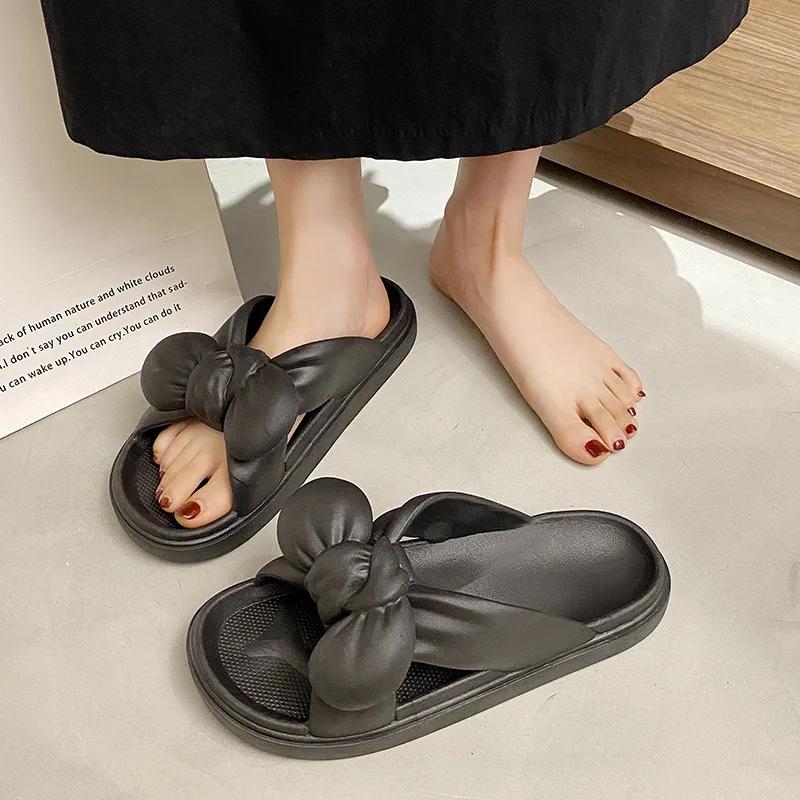 Fira Bågtofflor Dam Sommarskor Inomhus Hemma Halkfria Tjock Sula Pvc Svalkande Tofflor Enfärgade Lediga Sandaler Skor