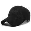 Corduroy Baseball Cap With Embroidered Letters Women Men Winter Adjustable Visor Hat