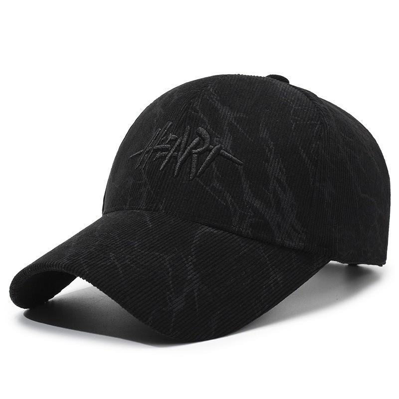 Corduroy Baseball Cap With Embroidered Letters Women Men Winter Adjustable Visor Hat