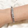 Adjustable Stainless Steel Beaded Bracelet With Rhinestone Accents Minimalist Geometric Design Women Men