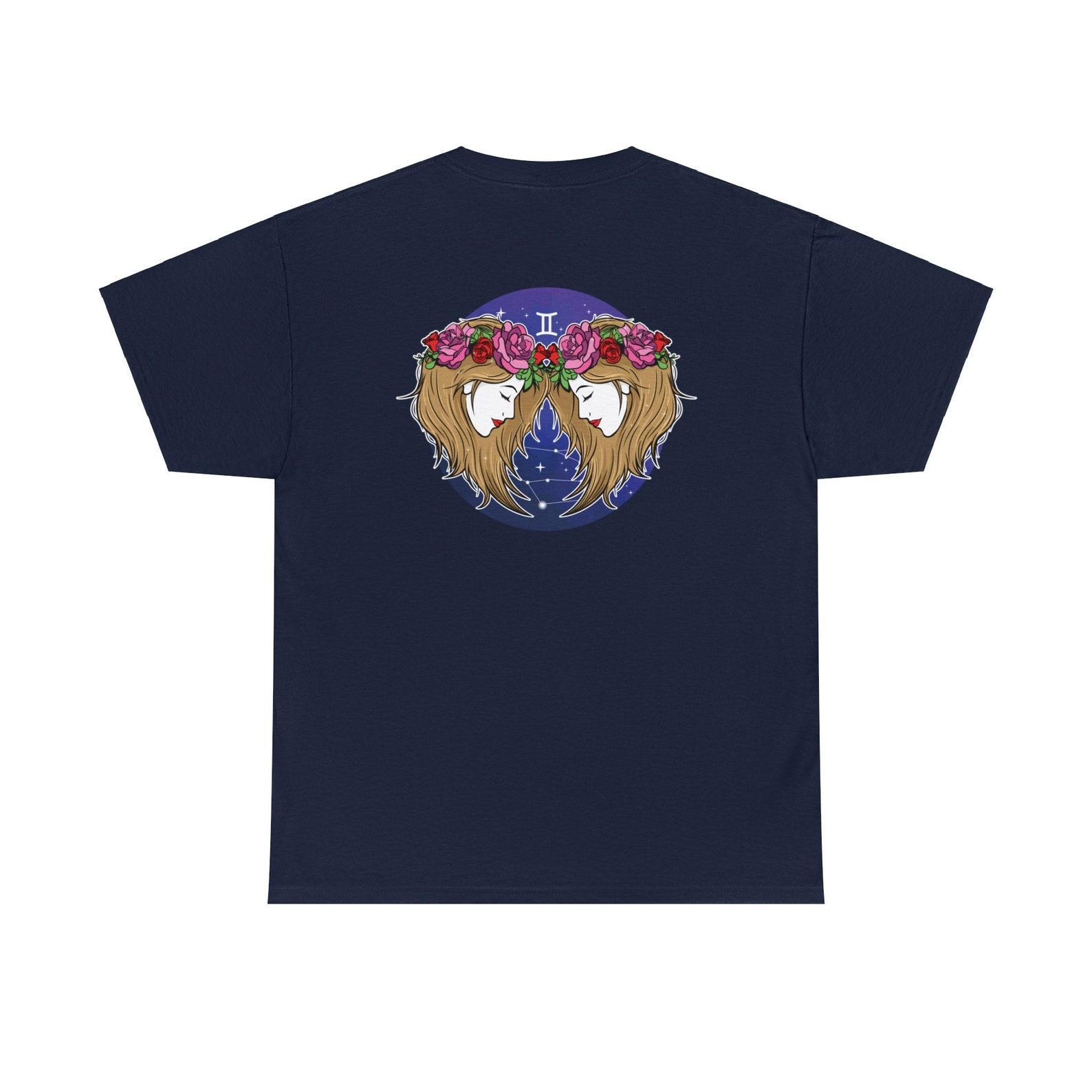 Gemini Zodiac Sign T-shirt: Floral Horoscope Tee 4XL