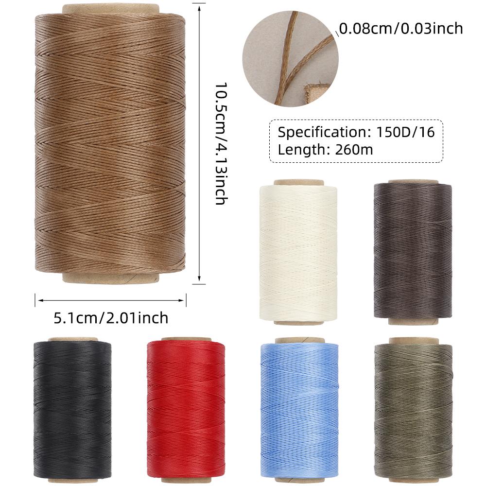 260m 0.8mm 150D Polyester Waxed Leather Cord Thread, for DIY Crafts, Hand Stitching and Sewing, In Black, Coffee, Light Brown
