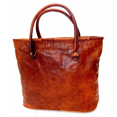 Yeni Kadın Vintage Hakiki Kahverengi Deri Omuz Çantası El Yapımı Çanta crossbody