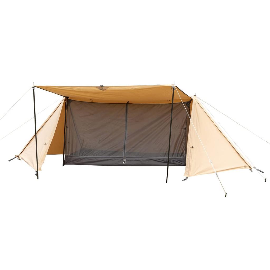 BUNDOK Solo Base BDK-79TCSB (1-Person) Pup Tent, Military Tent, Compact Storage, Cotton Blend, Full Closure, Sand Beige
