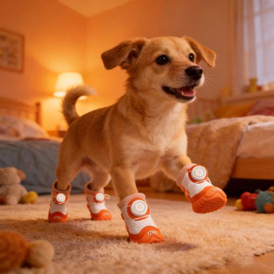 2Pcs Waterproof Pet Shoes All-Terrain Dog Shoes with Non-Slip Soles And Dial Adjustment Protective Dog Boots for Snow Rainy Days Hot Pavement Hiking