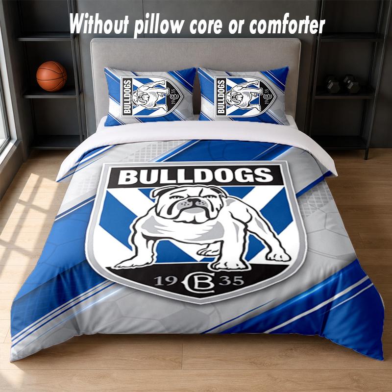 Canterbury-Bankstown Bulldogs Design Bed Bedding Set 1 Duvet Cover + 2 Pillowcases Soft Breathable Household Bed Linens